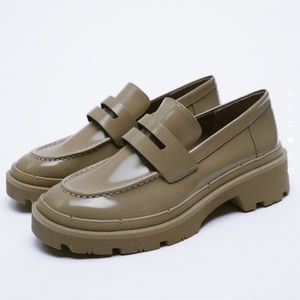 ZARA LOW HEEL LUG SOLE LOAFERS